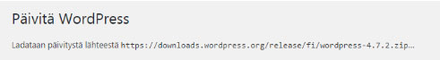 WordPress lataa päivitystä ja asentaa sen. Odota hetki.