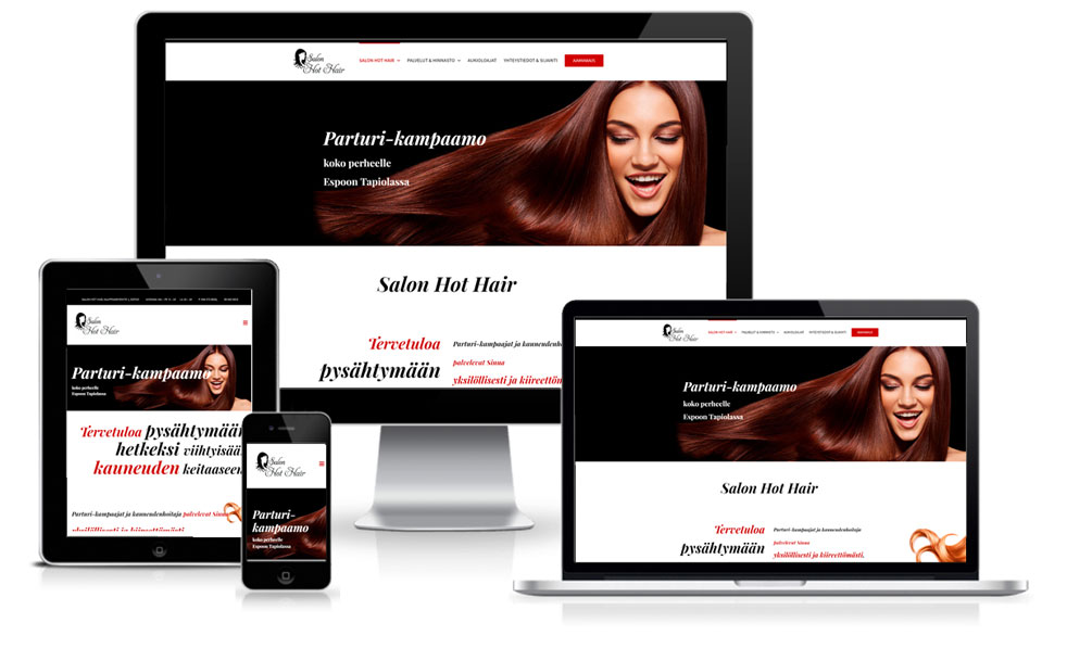Salon Hot Hair - nettisivujen suunnittelu, toteutus ja hakukoneoptimointi