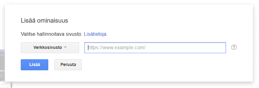 Google Search Console ohje - käyttöönotto