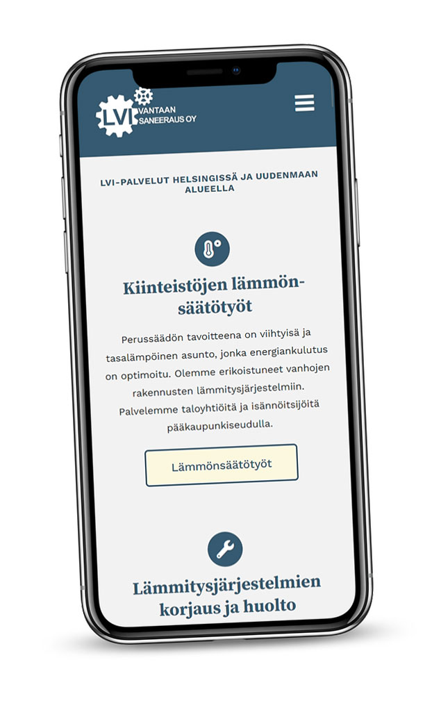 Vantaan LVI nettisivut.