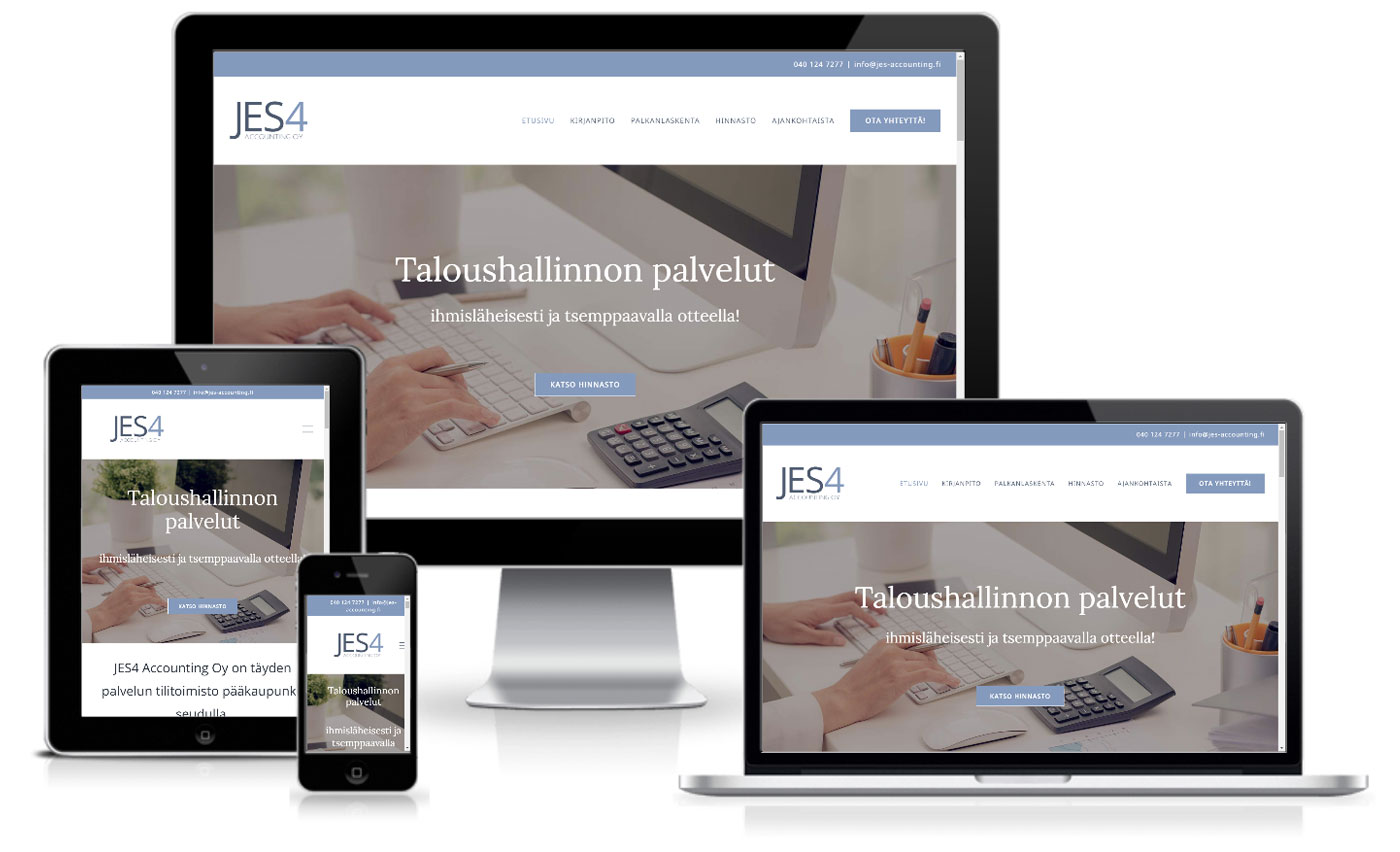 Tilitoimiston nettisivut - JES4 Accounting Oy.