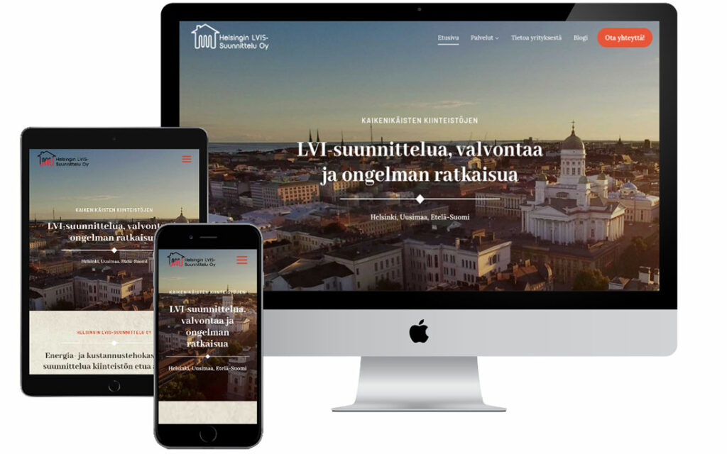 Helsingin LVIS-Suunnittelu Oy:n nettisivut julkaistiin 2023-2024-vaihteessa.